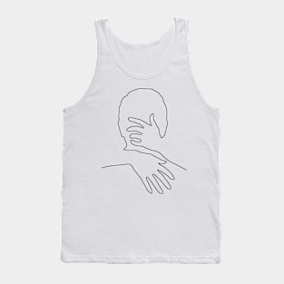 My Valentine Tight Hug Black Line Drawing On White Tank Top